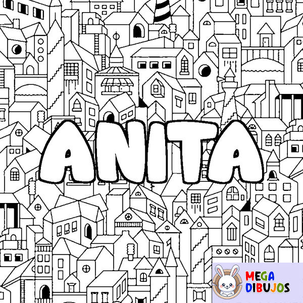 Coloraci&oacute;n del nombre ANITA - decorado ciudad