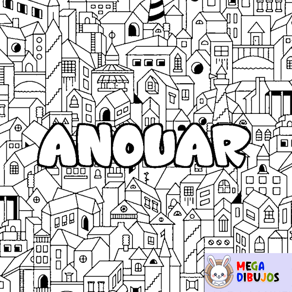 Coloraci&oacute;n del nombre ANOUAR - decorado ciudad