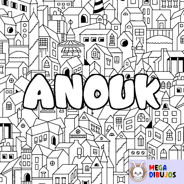 Coloraci&oacute;n del nombre ANOUK - decorado ciudad