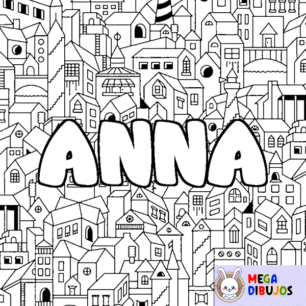 Coloraci&oacute;n del nombre ANNA - decorado ciudad