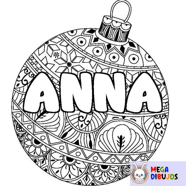 Coloraci&oacute;n del nombre ANNA - decorado bola de Navidad