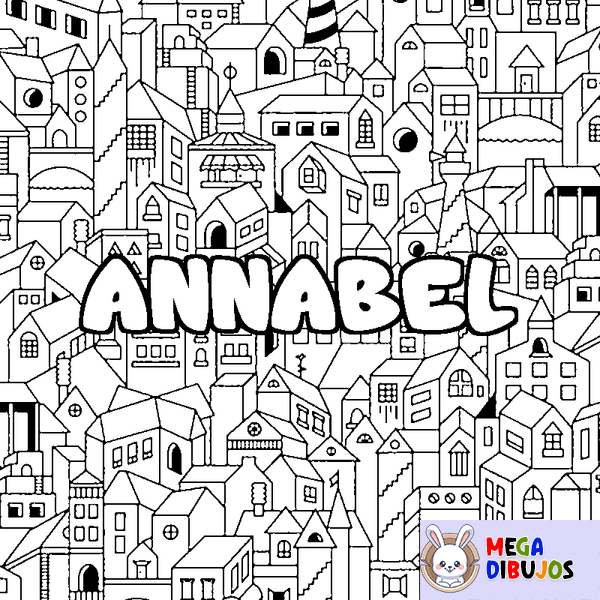 Coloraci&oacute;n del nombre ANNABEL - decorado ciudad