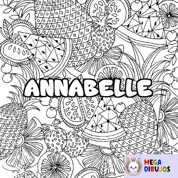 Coloraci&oacute;n del nombre ANNABELLE - decorado mandala de frutas
