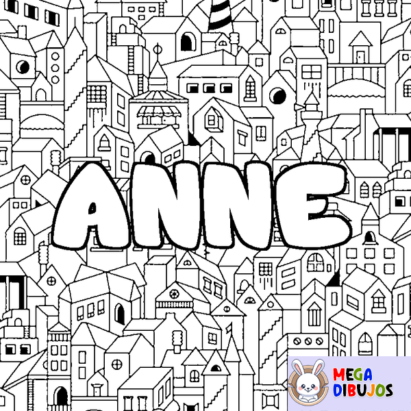 Coloraci&oacute;n del nombre ANNE - decorado ciudad