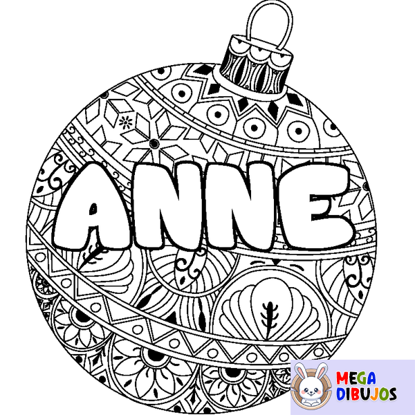 Coloraci&oacute;n del nombre ANNE - decorado bola de Navidad