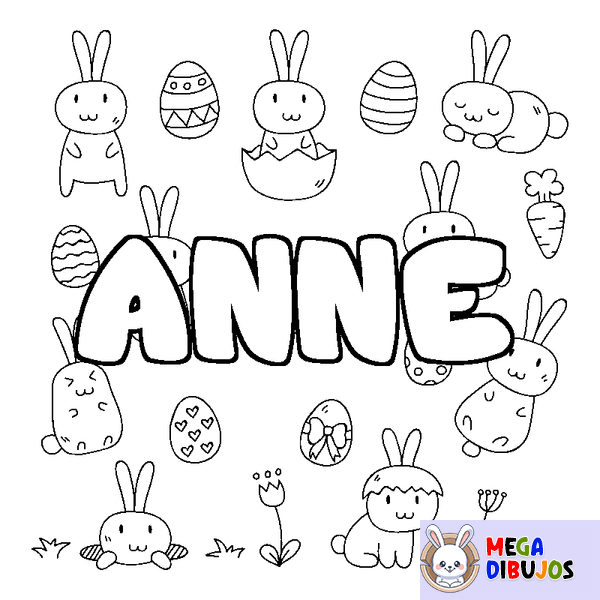 Coloraci&oacute;n del nombre ANNE - decorado Pascua