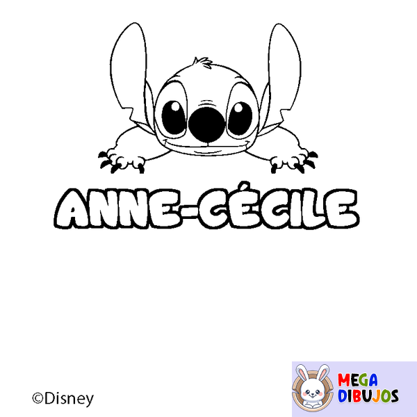 Coloraci&oacute;n del nombre ANNE-C&Eacute;CILE - decorado Stitch