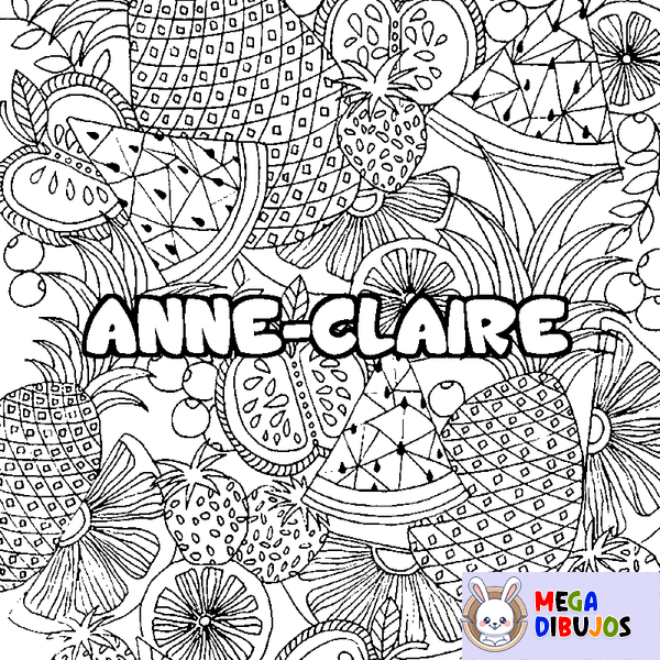 Coloraci&oacute;n del nombre ANNE-CLAIRE - decorado mandala de frutas