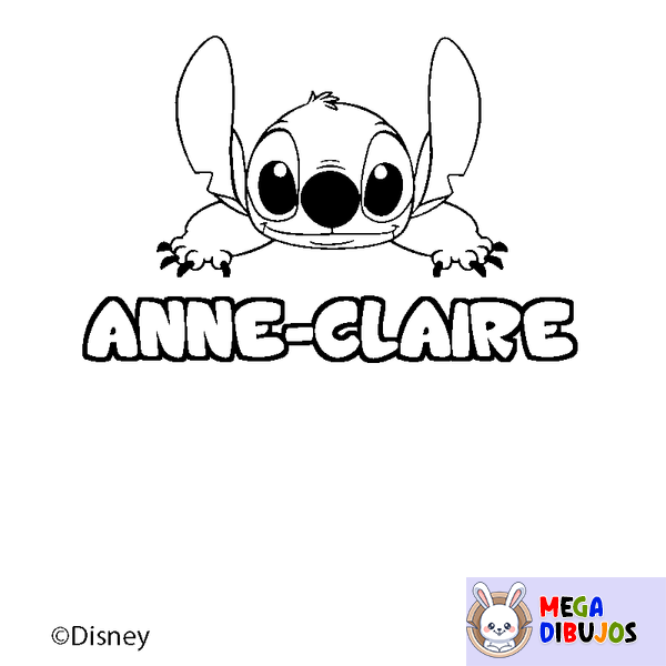 Coloraci&oacute;n del nombre ANNE-CLAIRE - decorado Stitch