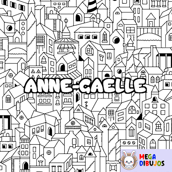 Coloraci&oacute;n del nombre ANNE-GAELLE - decorado ciudad