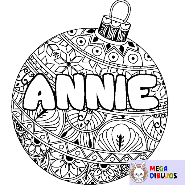 Coloraci&oacute;n del nombre ANNIE - decorado bola de Navidad