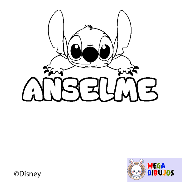 Coloraci&oacute;n del nombre ANSELME - decorado Stitch