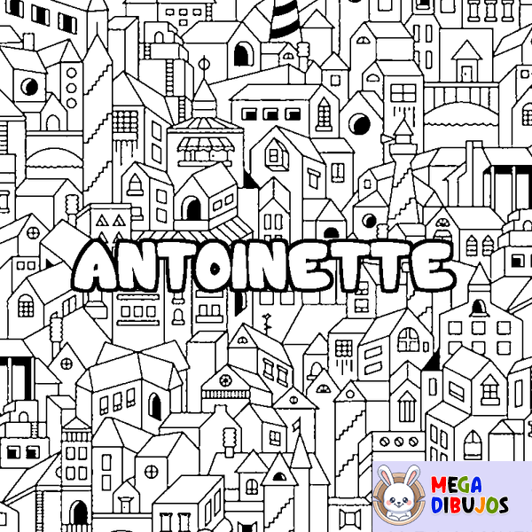 Coloraci&oacute;n del nombre ANTOINETTE - decorado ciudad