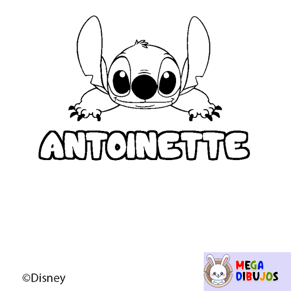 Coloraci&oacute;n del nombre ANTOINETTE - decorado Stitch