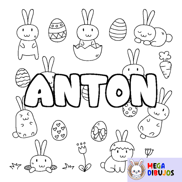 Coloraci&oacute;n del nombre ANTON - decorado Pascua