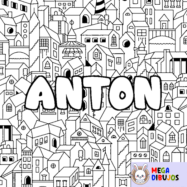 Coloraci&oacute;n del nombre ANTON - decorado ciudad