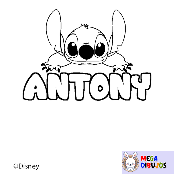 Coloraci&oacute;n del nombre ANTONY - decorado Stitch