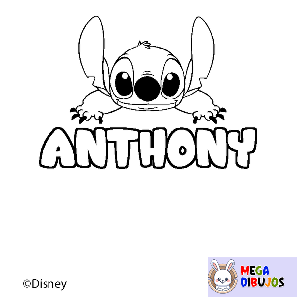 Coloraci&oacute;n del nombre ANTHONY - decorado Stitch