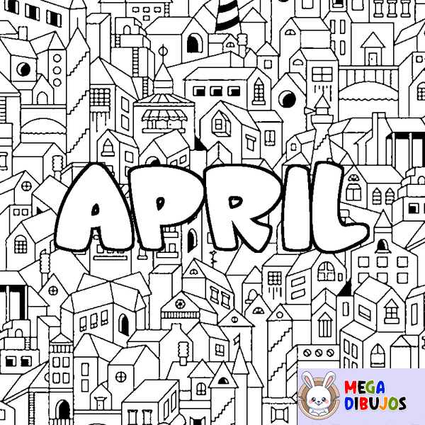 Coloraci&oacute;n del nombre APRIL - decorado ciudad
