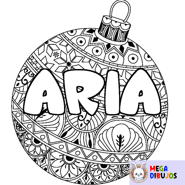 Coloraci&oacute;n del nombre ARIA - decorado bola de Navidad