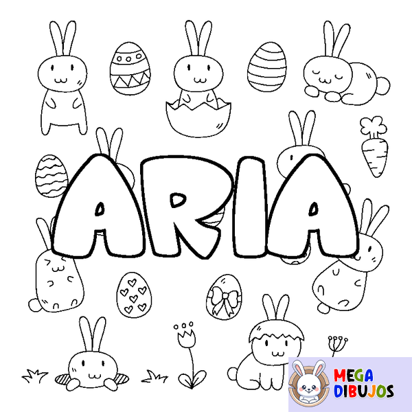 Coloraci&oacute;n del nombre ARIA - decorado Pascua