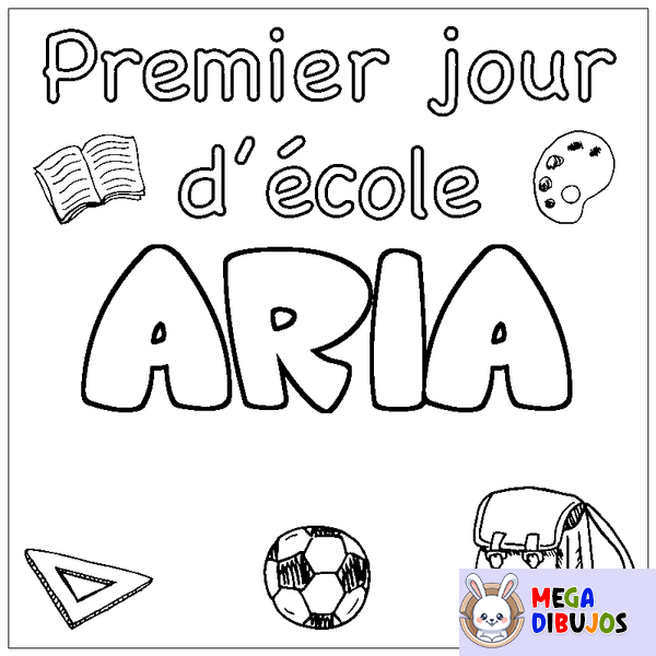 Coloraci&oacute;n del nombre ARIA - decorado primer d&iacute;a de escuela