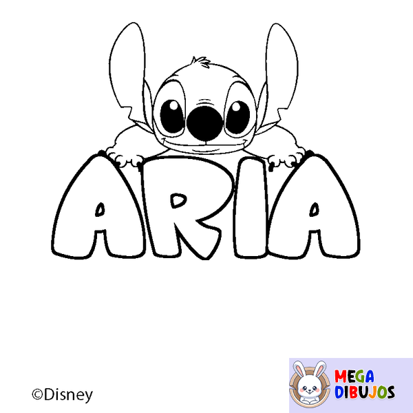 Coloraci&oacute;n del nombre ARIA - decorado Stitch