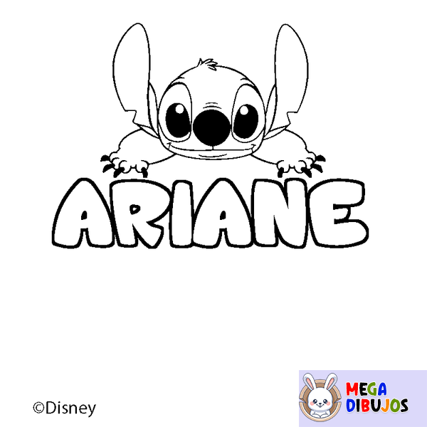 Coloraci&oacute;n del nombre ARIANE - decorado Stitch