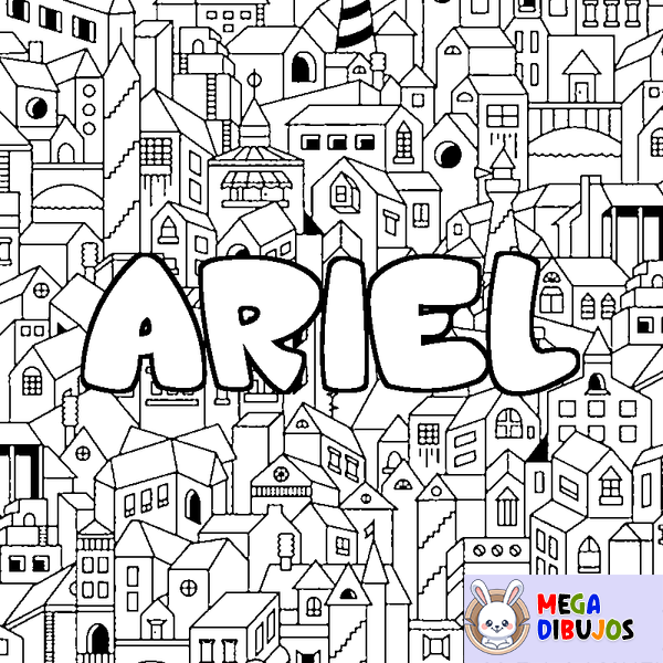 Coloraci&oacute;n del nombre ARIEL - decorado ciudad