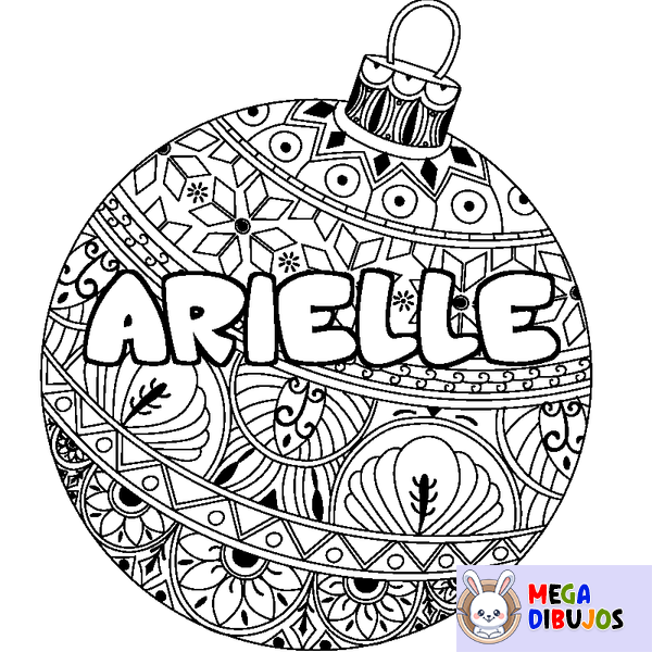 Coloraci&oacute;n del nombre ARIELLE - decorado bola de Navidad