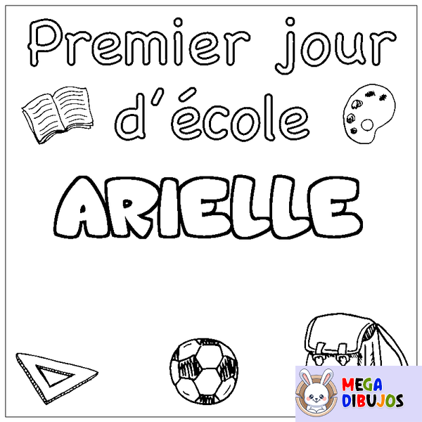 Coloraci&oacute;n del nombre ARIELLE - decorado primer d&iacute;a de escuela