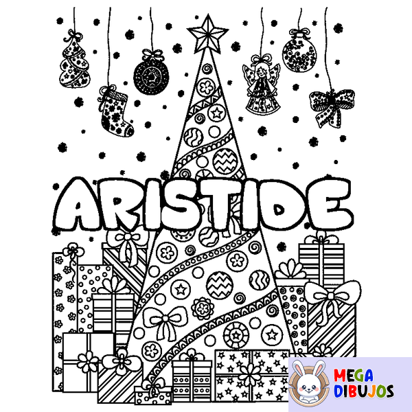 Coloraci&oacute;n del nombre ARISTIDE - decorado &aacute;rbol de Navidad y regalos