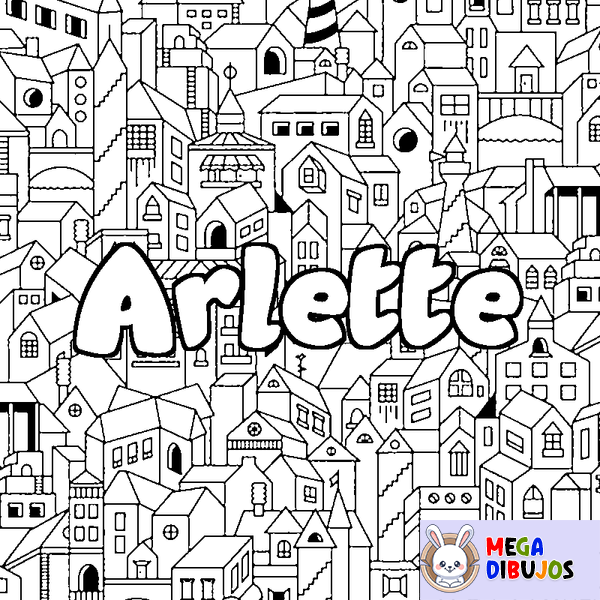 Coloraci&oacute;n del nombre Arlette - decorado ciudad