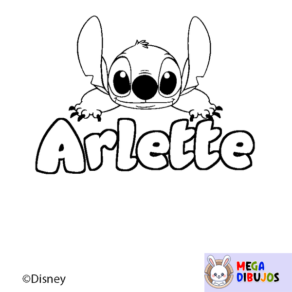 Coloraci&oacute;n del nombre Arlette - decorado Stitch