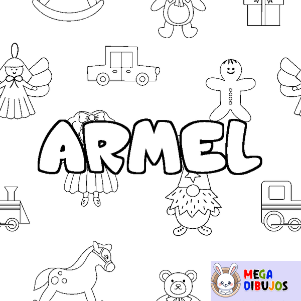 Coloraci&oacute;n del nombre ARMEL - decorado juguetes