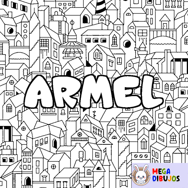 Coloraci&oacute;n del nombre ARMEL - decorado ciudad
