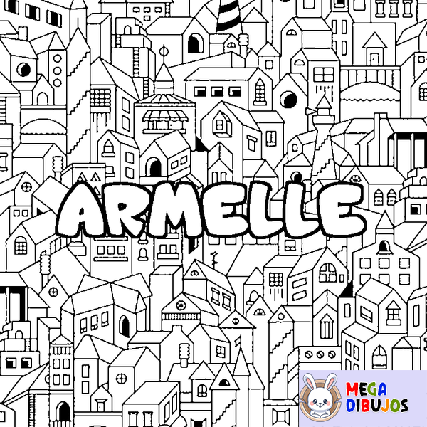 Coloraci&oacute;n del nombre ARMELLE - decorado ciudad
