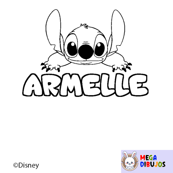 Coloraci&oacute;n del nombre ARMELLE - decorado Stitch