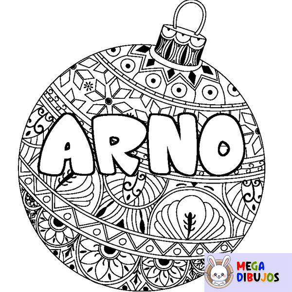 Coloraci&oacute;n del nombre ARNO - decorado bola de Navidad