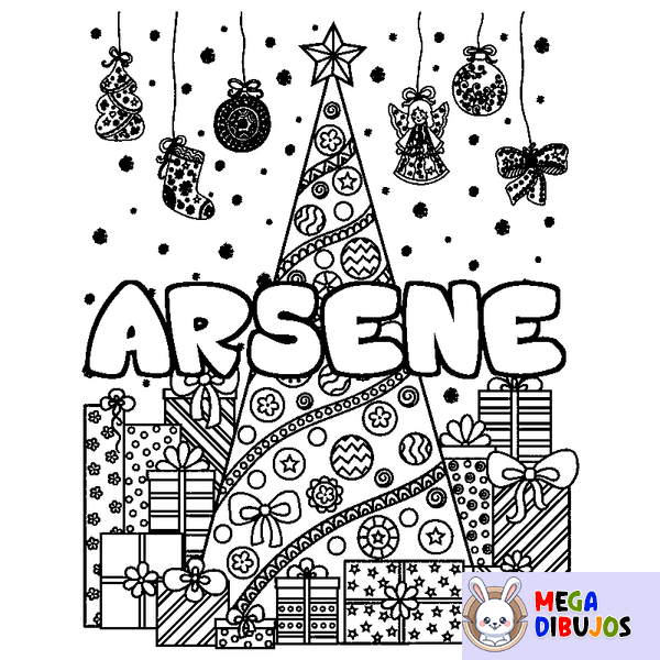 Coloraci&oacute;n del nombre ARSENE - decorado &aacute;rbol de Navidad y regalos