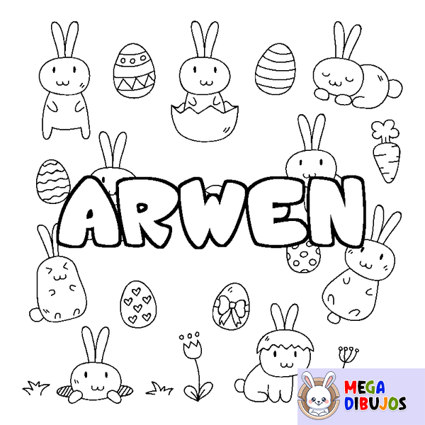 Coloraci&oacute;n del nombre ARWEN - decorado Pascua