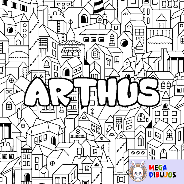 Coloraci&oacute;n del nombre ARTHUS - decorado ciudad