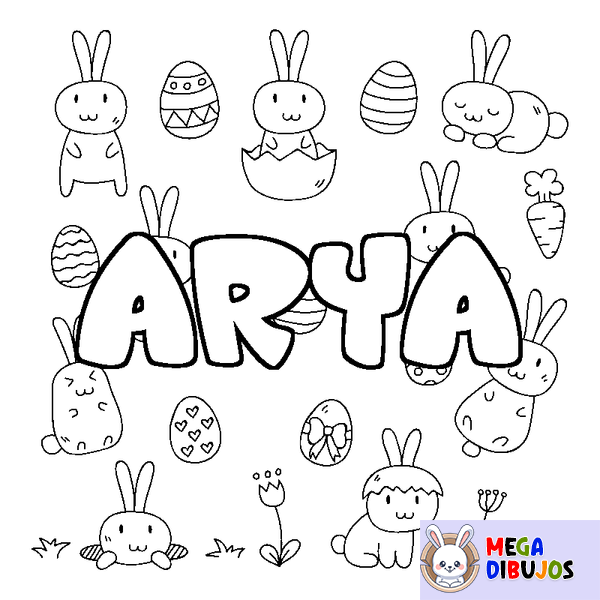 Coloraci&oacute;n del nombre ARYA - decorado Pascua