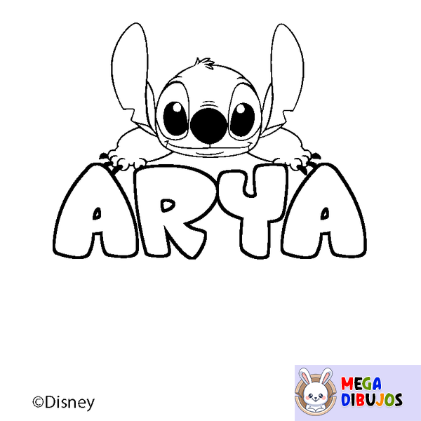 Coloraci&oacute;n del nombre ARYA - decorado Stitch