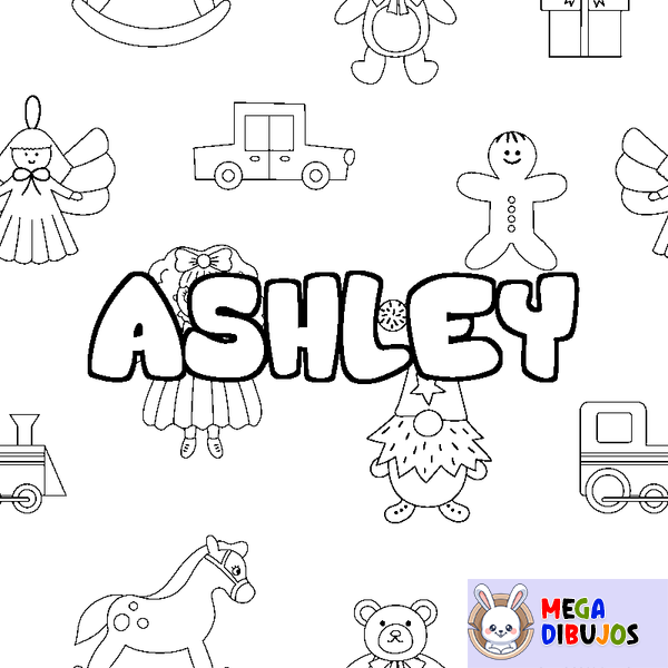 Coloraci&oacute;n del nombre ASHLEY - decorado juguetes