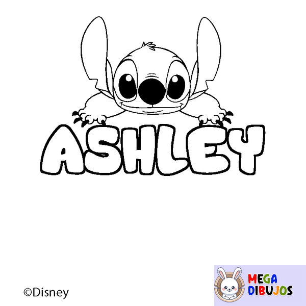 Coloraci&oacute;n del nombre ASHLEY - decorado Stitch