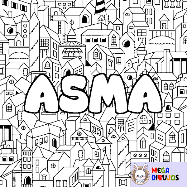Coloraci&oacute;n del nombre ASMA - decorado ciudad