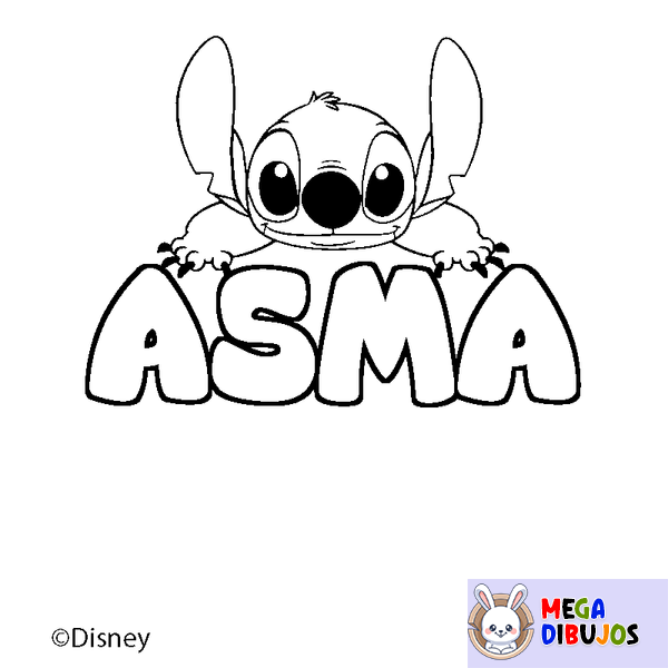 Coloraci&oacute;n del nombre ASMA - decorado Stitch