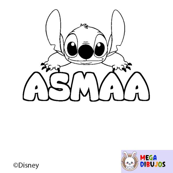 Coloraci&oacute;n del nombre ASMAA - decorado Stitch