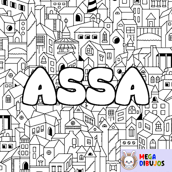 Coloraci&oacute;n del nombre ASSA - decorado ciudad